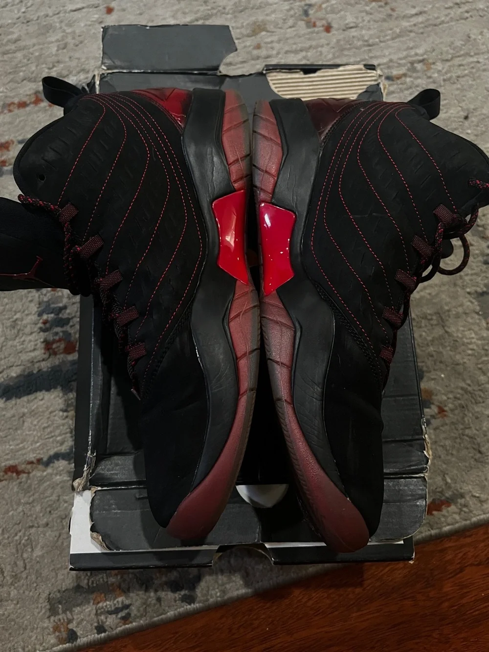 Jordan Horizon High-Top Sneakers in Black and Red.